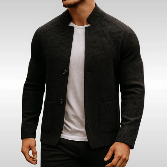 Men's Gray Cardigan in Black