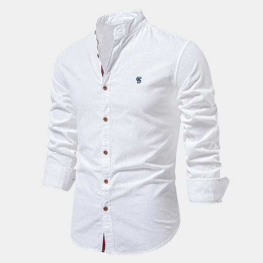 Men's Stand Collar Mandarin Collar Shirt in White