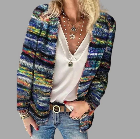 Women's Striped Knitted Cardigan view 2