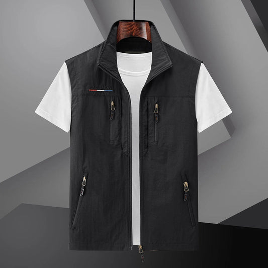 Men's Utility Multi Pocket Gilet in Black
