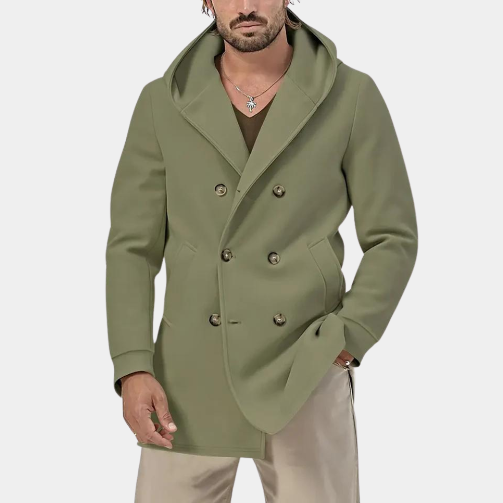 Men's Hooded Casual Trench Coat