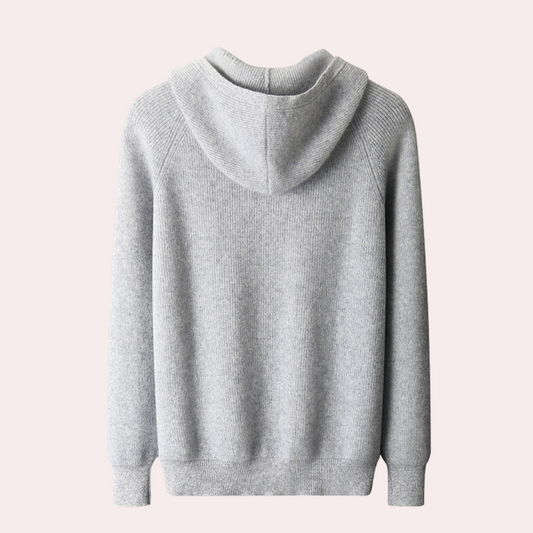 Men's Raglan Sleeve Zip Up Knitted Hoodie