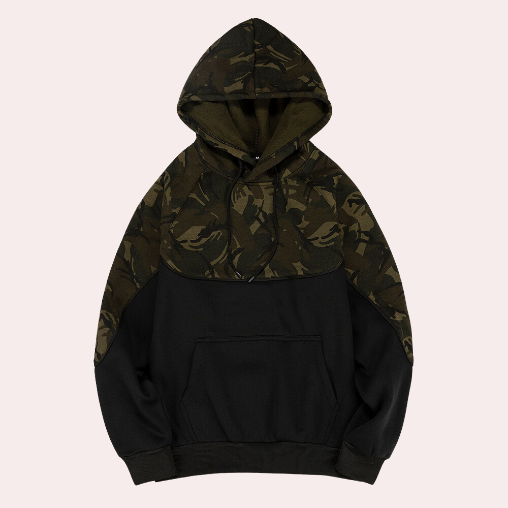 Men's Army green Casual Hoodie in Black
