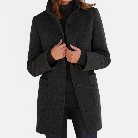 Women's Button Front Stand Collar Overcoat view 2