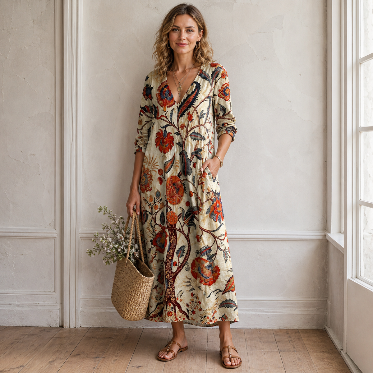 Women's Floral Boho Casual Maxi Dress