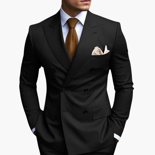 Men's Brown Slim Fit Two Piece Set in Black