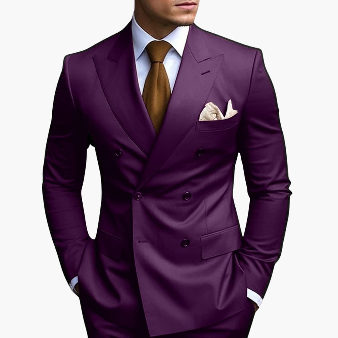 Men's Brown Slim Fit Two Piece Set