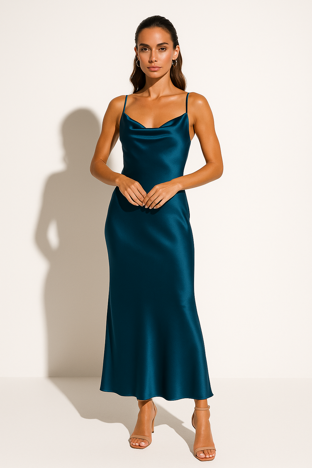 Women's Cowl Neck Maxi Dress in Dark Blue