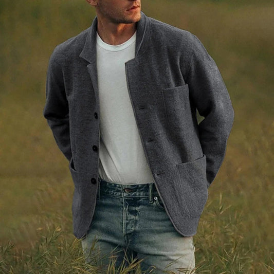 Men's Multi Pocket Cardigan in Dark Gray