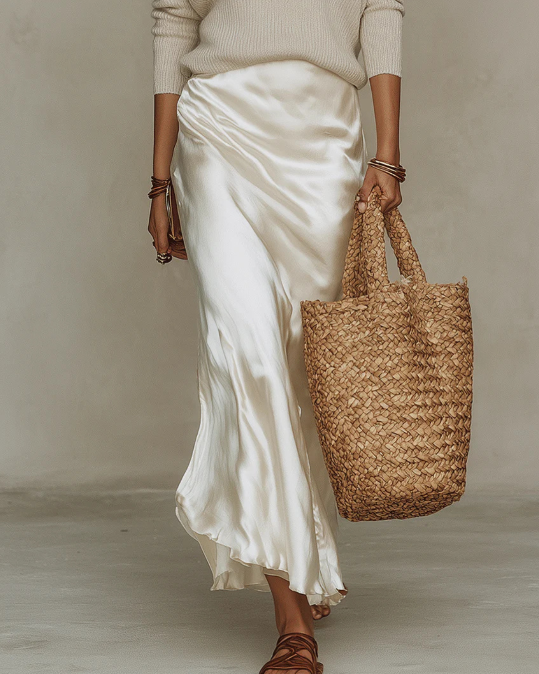 Women's V Neck Knitted Jumper and Slip Skirt Set view 10