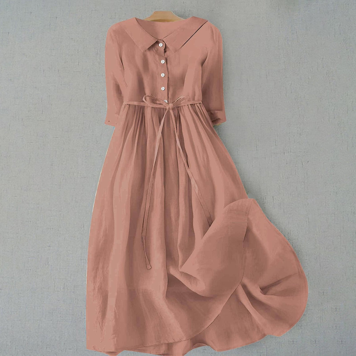 Women's Belted Shirt Dress in Light Brown