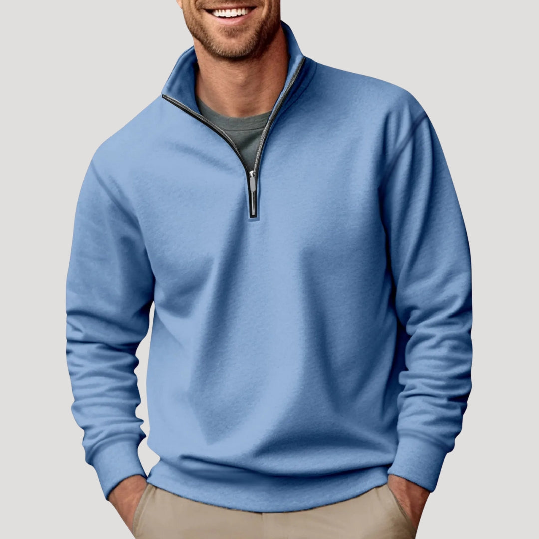 Men's Half Zip Lightweight Sweatshirt in Blue