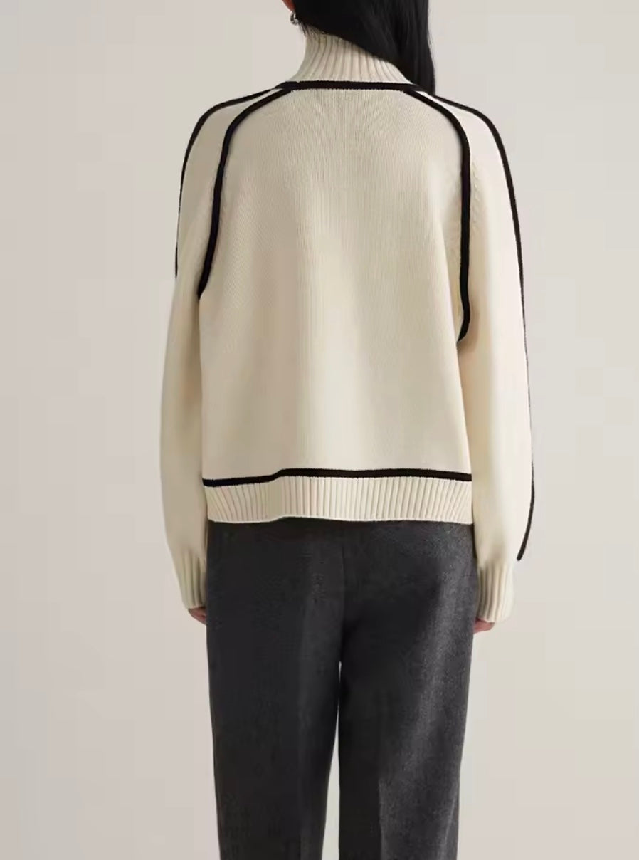 Women's Contrast Piping Roll Neck Knitted Jumper view 6