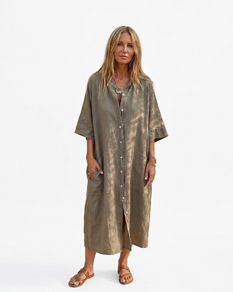 Women's Relaxed Fit Draped Casual Maxi Dress