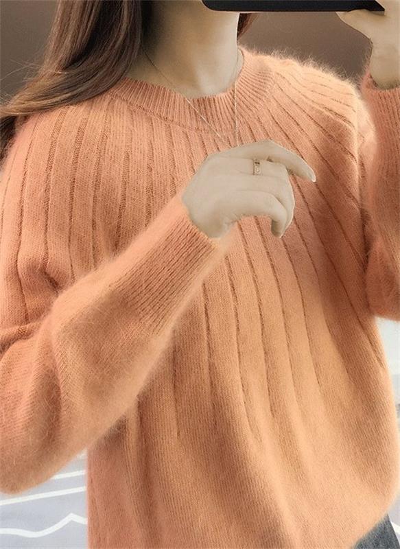 Women's Oversized Brushed Knit Crew Neck Jumper view 7
