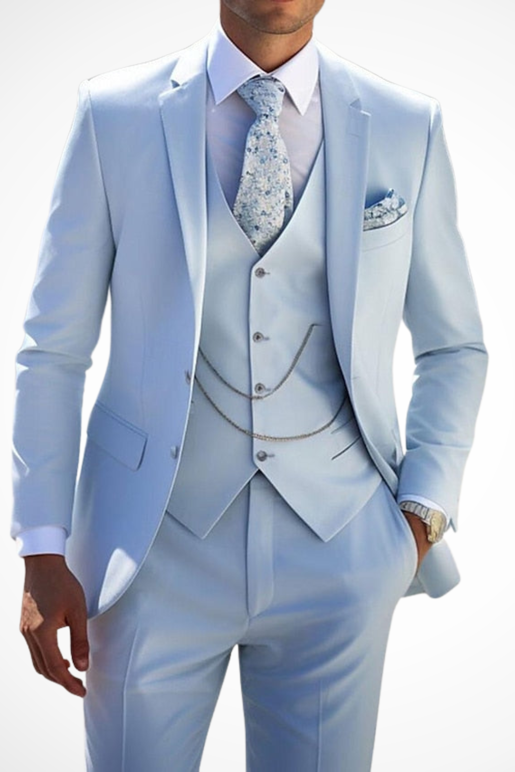 Men's Single Breasted Tailored Three Piece Suit
