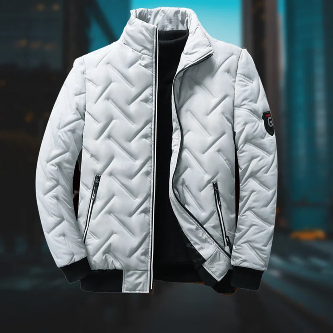 Men's Zip Up Stand Collar Quilted Jacket view 3