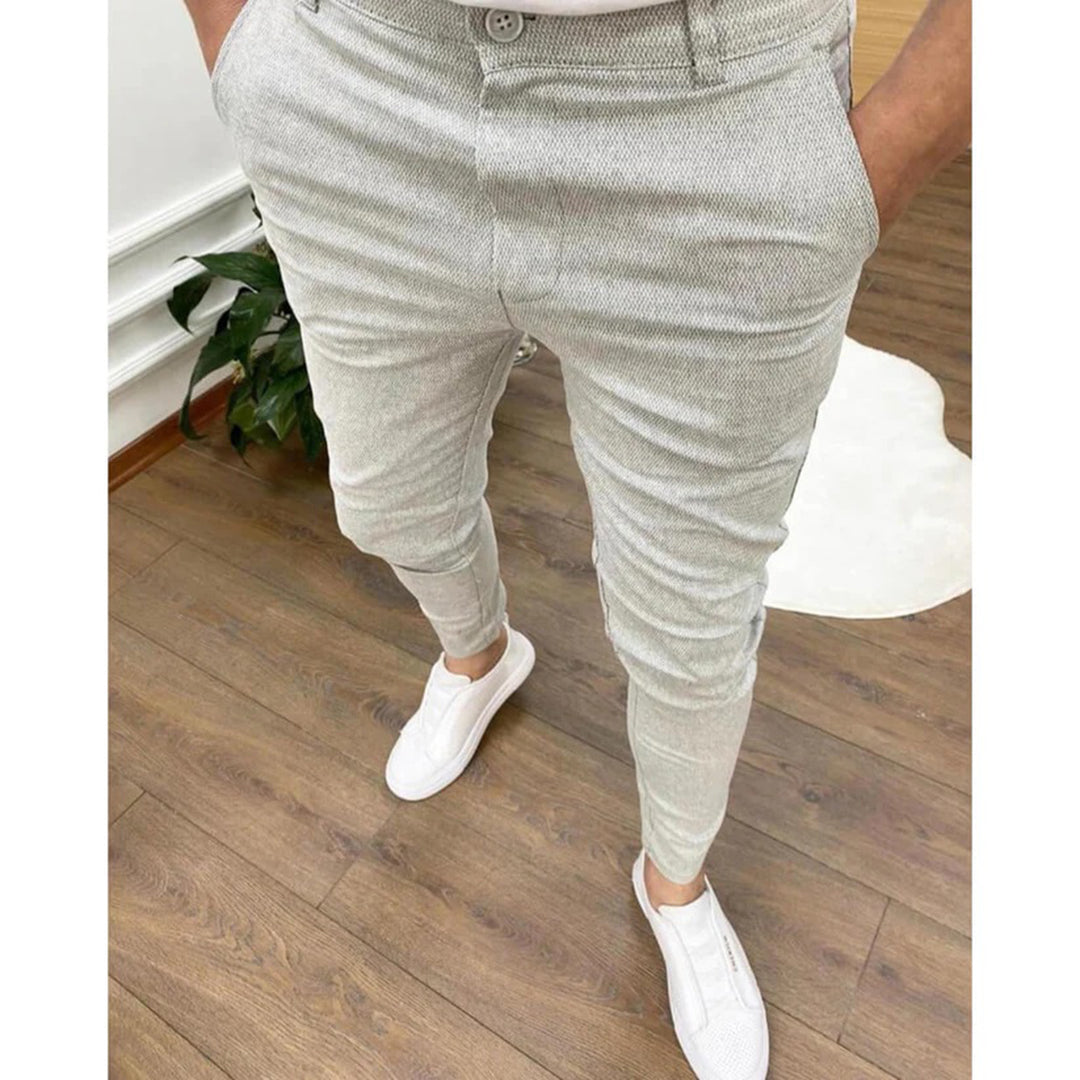 Men's Ciemnoszary Slim Fit Casual Trousers