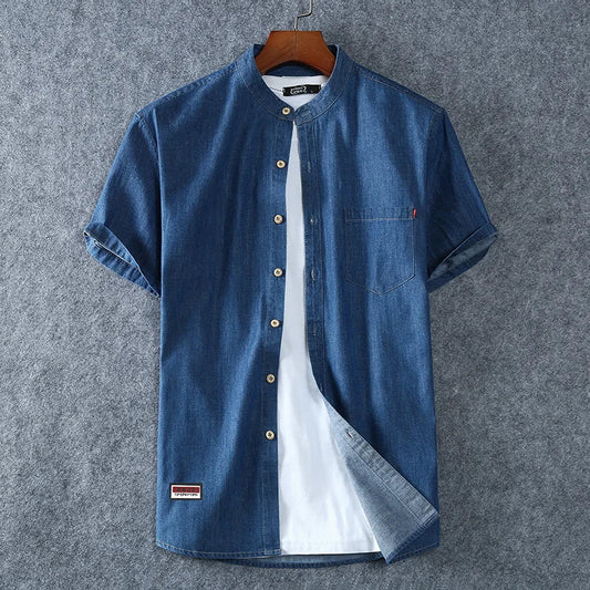 Men's Light Blue Casual Shirt in Navy Blue