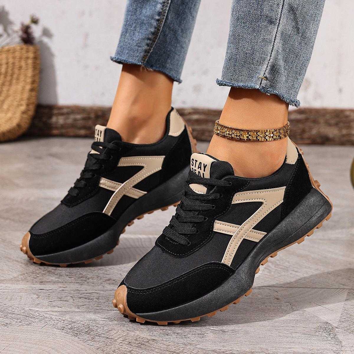 Women's Lace Up Chunky Sole Retro Trainers