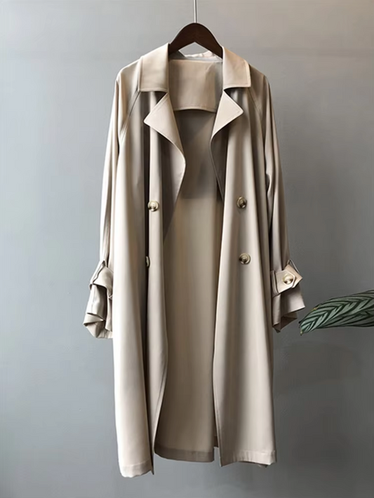 Women's Tie Cuff Longline Double Breasted Trench Coat view 2