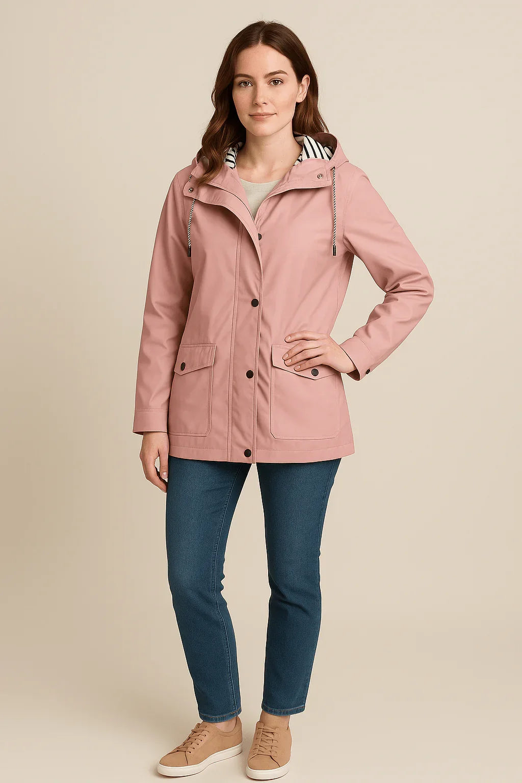 Women's Mid Length Winter Coat in Pink