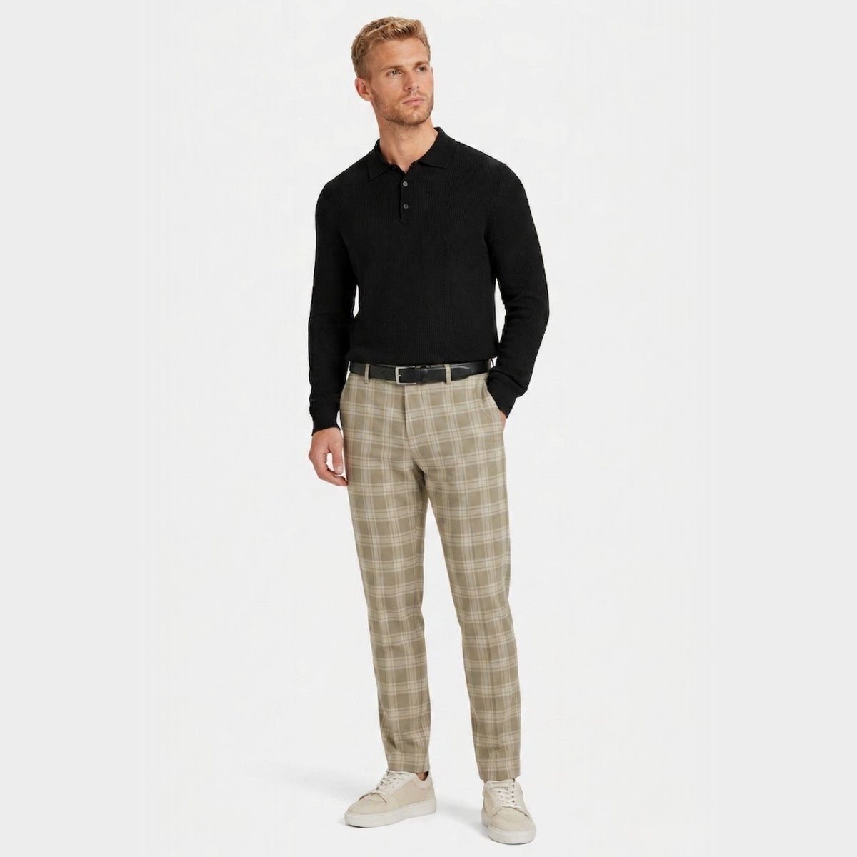 Men's Slim Fit Checked Trousers