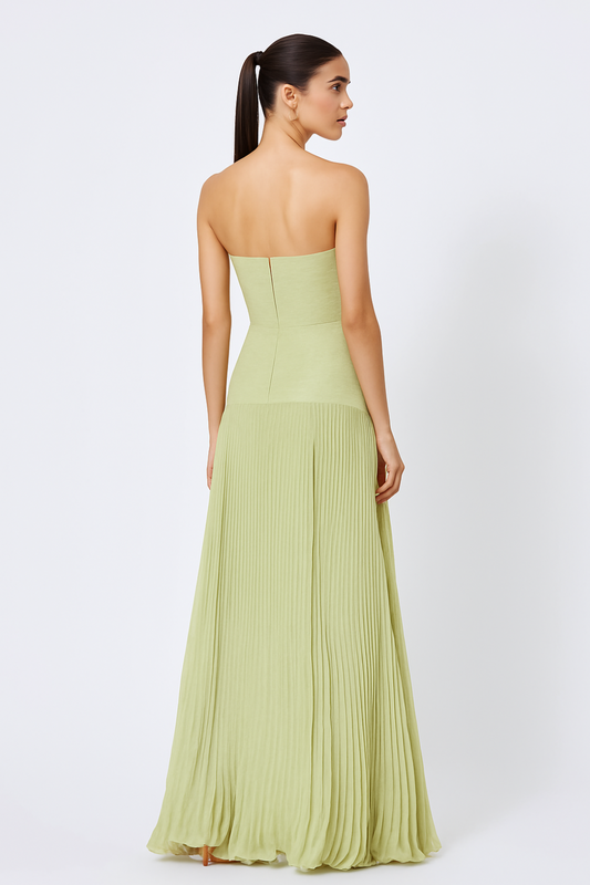 Women's Green Drop Waist Sleeveless Maxi Dress