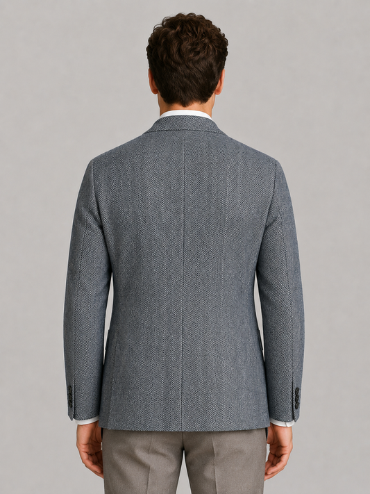 Men's Herringbone Patch Pocket Tailored Blazer