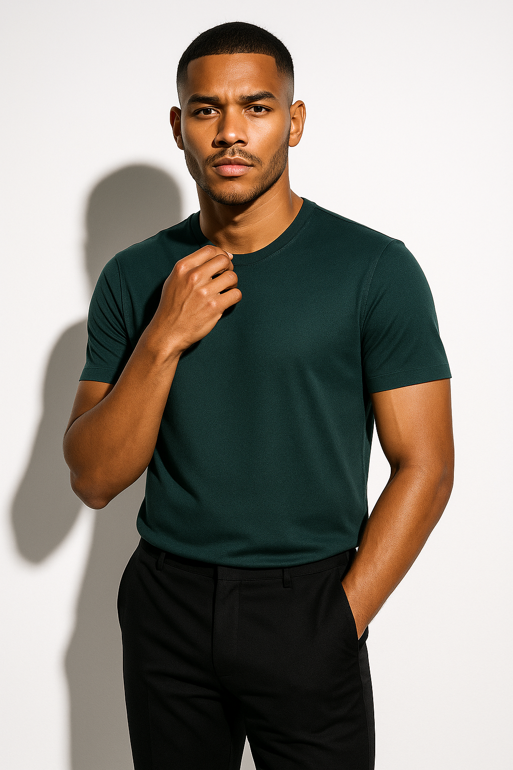 Men's Knitted Slim Fit Crew Neck Short Sleeve T Shirt