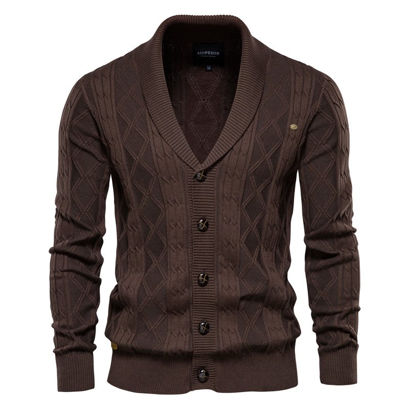 Men's Shawl Collar Cable Knit Cardigan