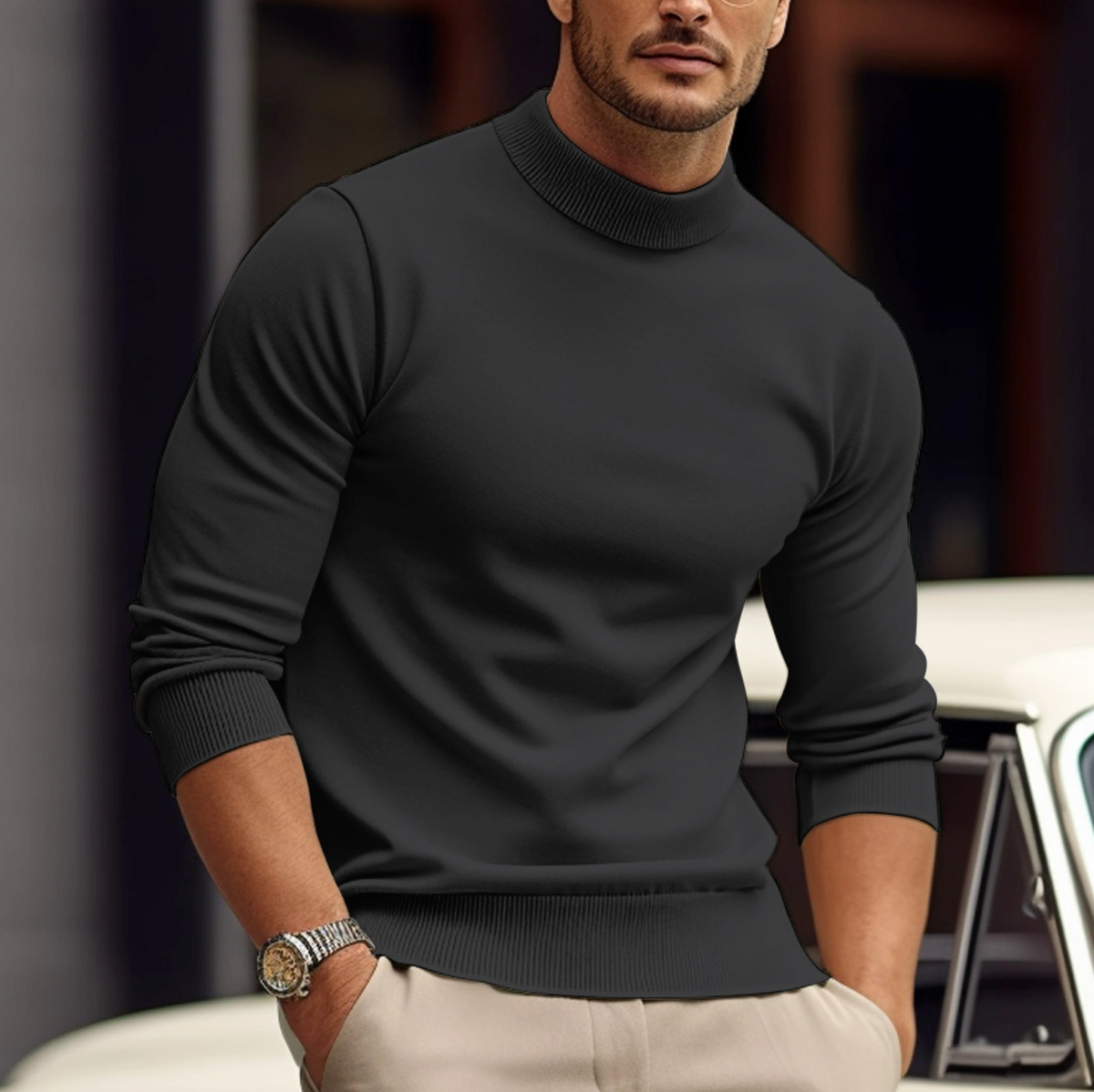 Men's Green Comfort Jumper in Gray
