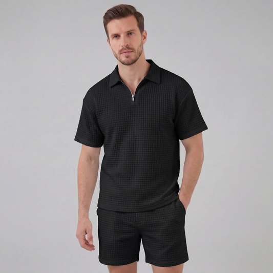 Men's Grey Two Piece Set in Black