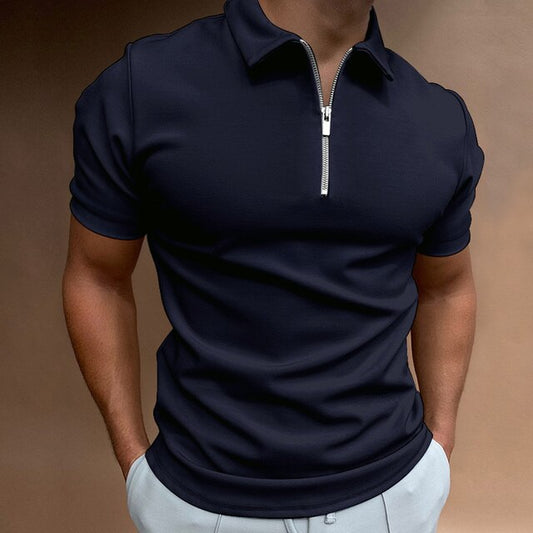 Men's White Casual Polo Shirt in Navy