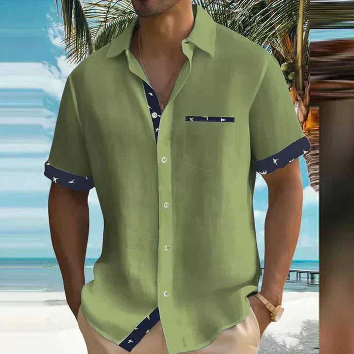 Men's Short Sleeve Formal Shirt in Green