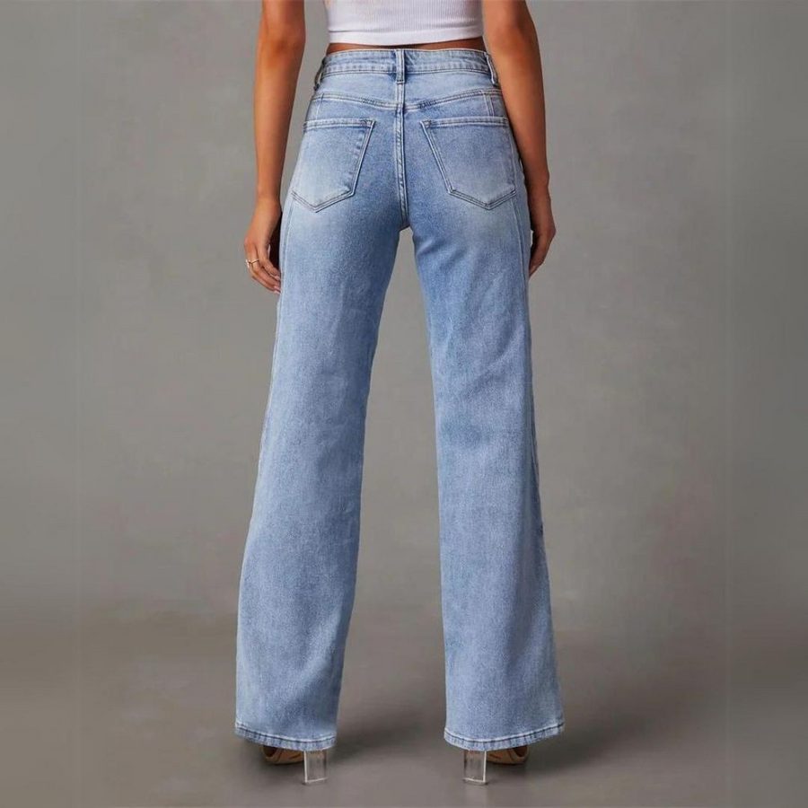 Women's Blue Wide Leg Jeans view 4
