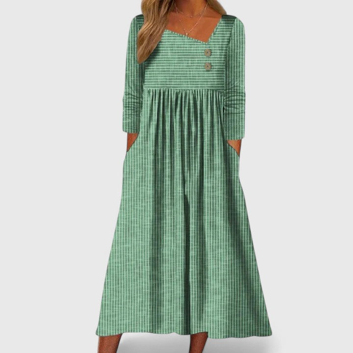 Women's Gray Midi Dress in Green