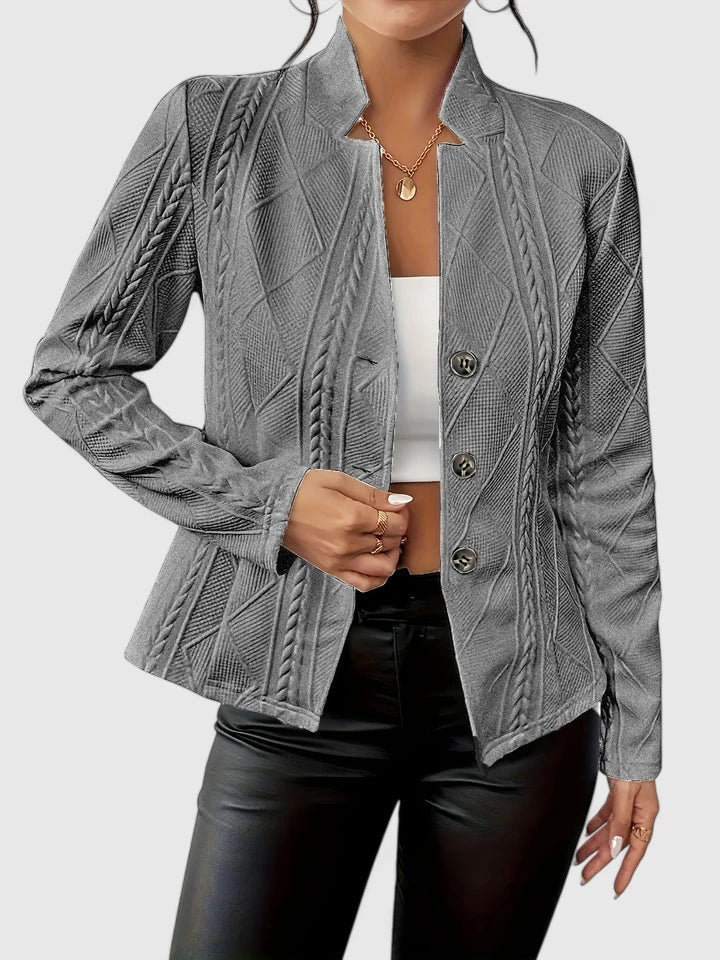 Women's Textured Button Front Slim Fit Blazer view 4