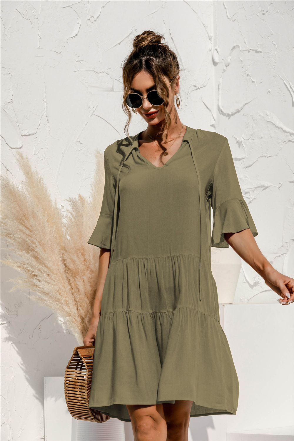 Women's Green Mini Dress in Green 2