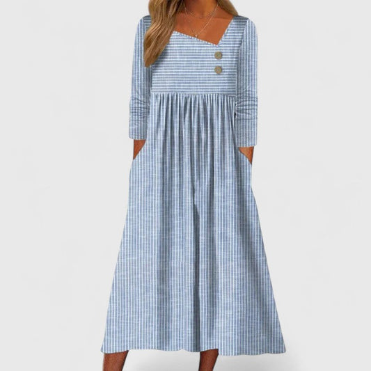 Women's Gray Midi Dress in Blue