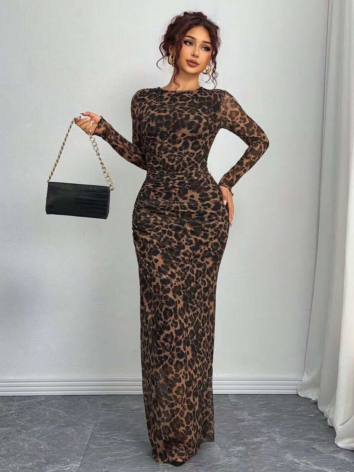 Women's Printed Long Sleeve Bodycon Dress view 12