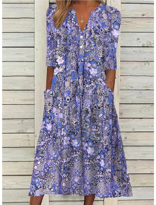 Women's Red Midi Dress in Purple