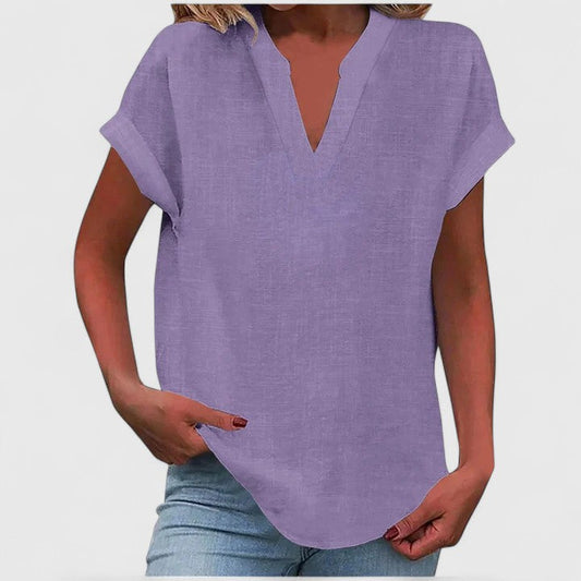 Women's V Neck Relaxed Fit Blouse in Purple