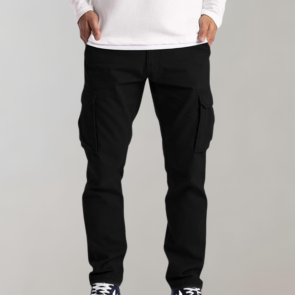 Men's Green Slim Fit Trousers in Black