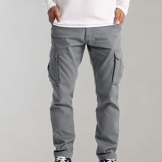 Men's Green Slim Fit Trousers in Light Gray