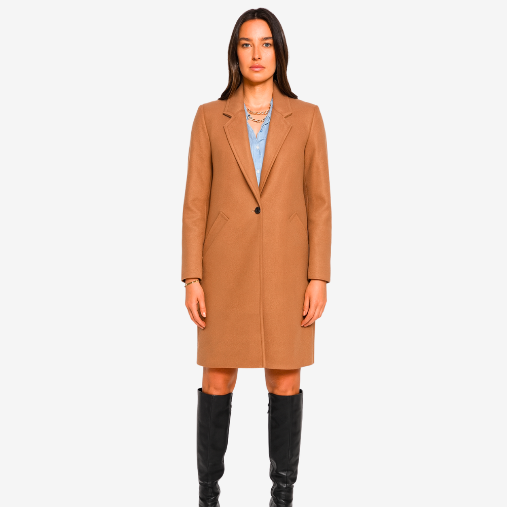 Women's Lapel Collar Overcoat in Brown