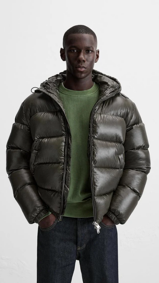 Men's Black Hooded Puffer Jacket