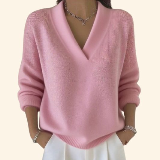 Women's Knitted Relaxed Fit V Neck Jumper view 2