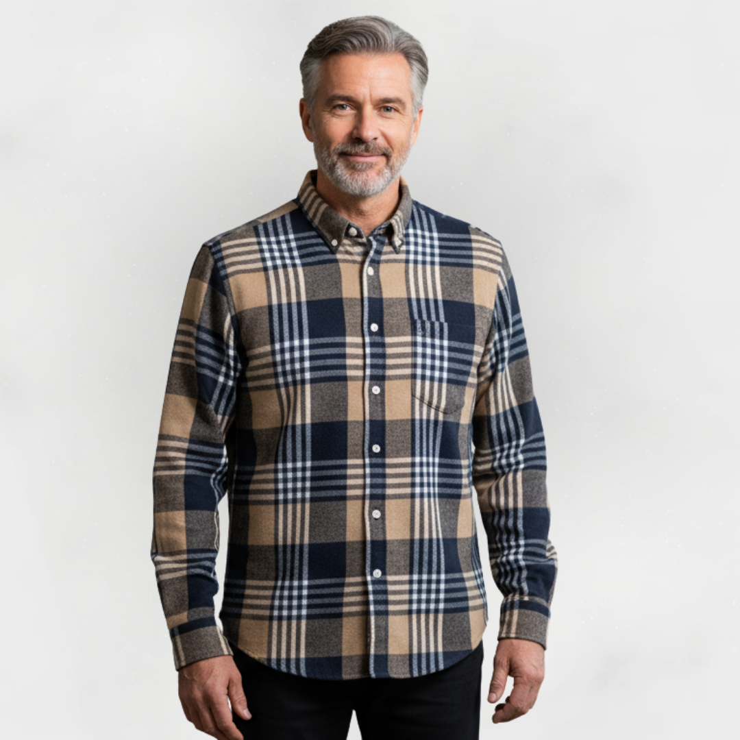 Men's Checked Button Front Patch Pocket Blouse