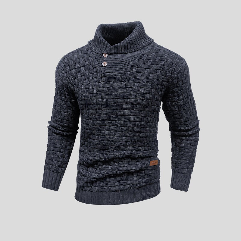 Men's Black Roll Neck Jumper